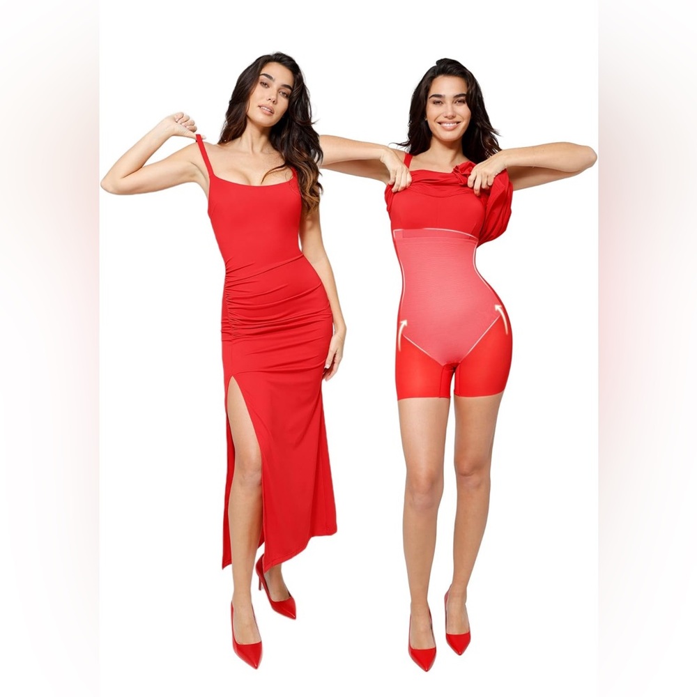 Popilush The Shapewear Dress Bodycon Split Maxi Dress with Built in Shapewear